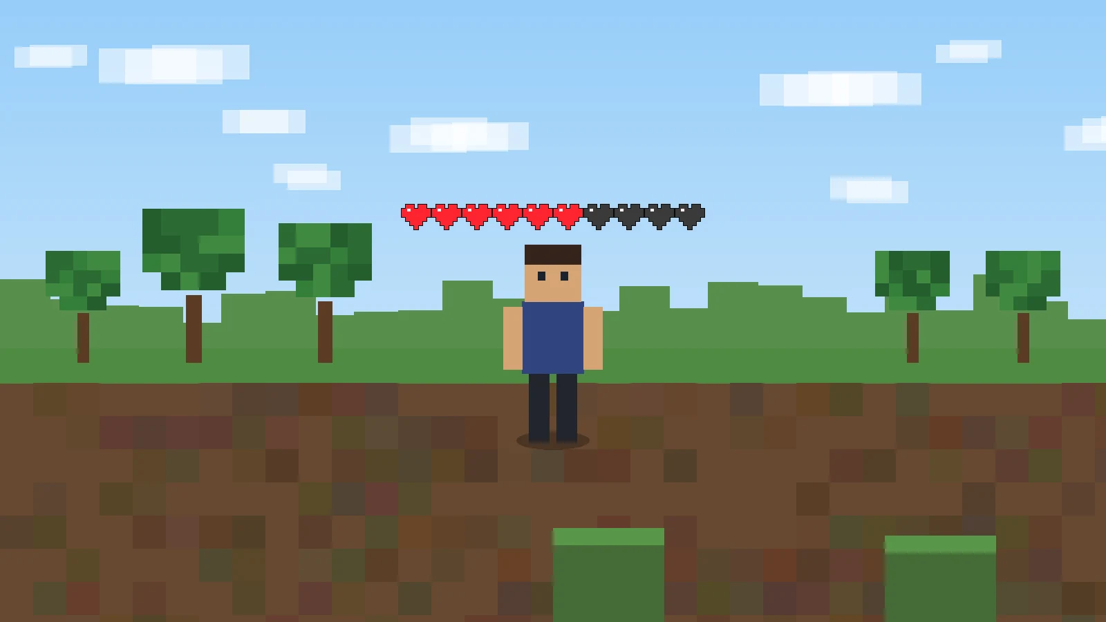 Gameplay-style image for Player Health Indicator Mod MCPE: Java Fabric Mod vs Bedrock Add-on Differences